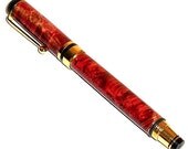 Wood Pen Wine Box Elder Classic Gel Rollerball with Gold Accents 7 Handmade