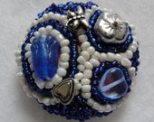 Winter Blues Beaded Art Button