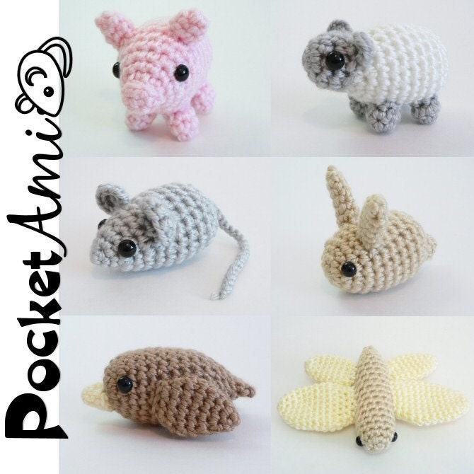 Special Deal - PocketAmi Sets 1 and 2 - six amigurumi animal PDF CROCHET PATTERNS