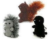 Squirrel, Hedgehog, Mole amigurumi PDF CROCHET PATTERNS - Mini Fuzzies Woodland Creatures