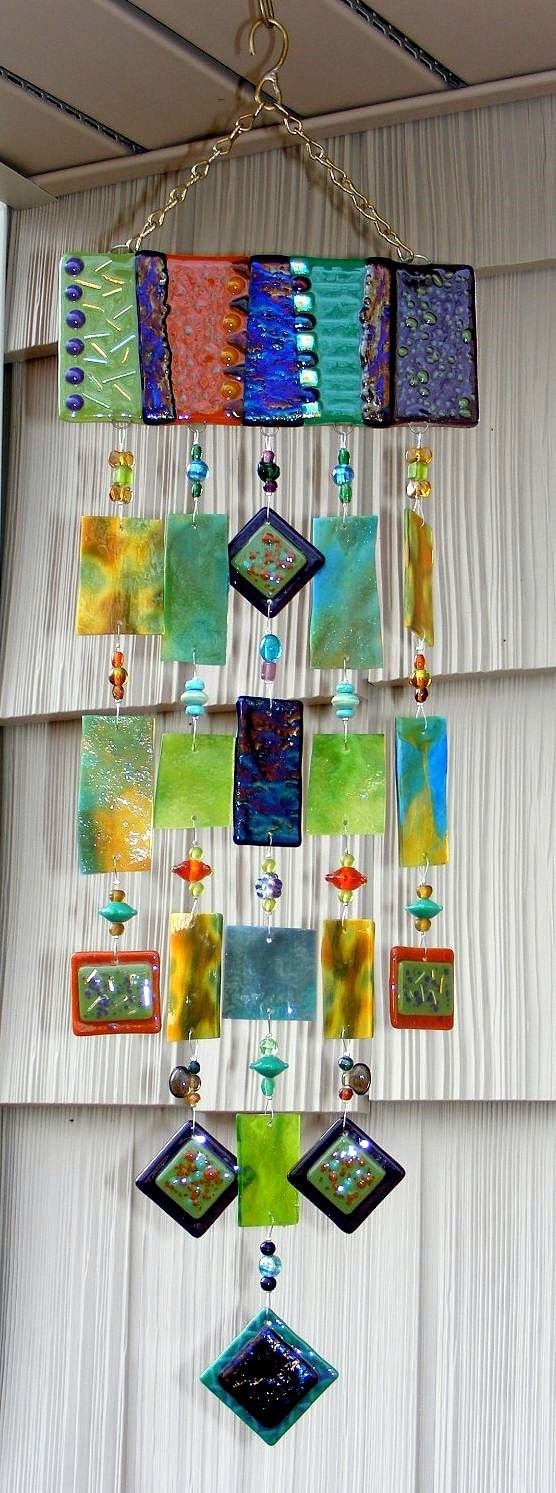 Kirks Glass Art Fused Stained Glass Wind Chime windchime