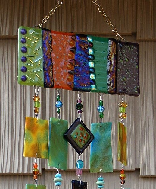 Kirks Glass Art Fused Stained Glass Wind Chime windchime