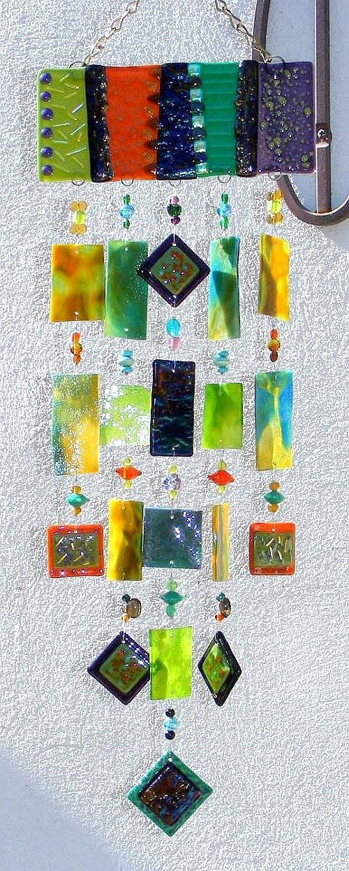 Kirks Glass Art Fused Stained Glass Wind Chime windchime
