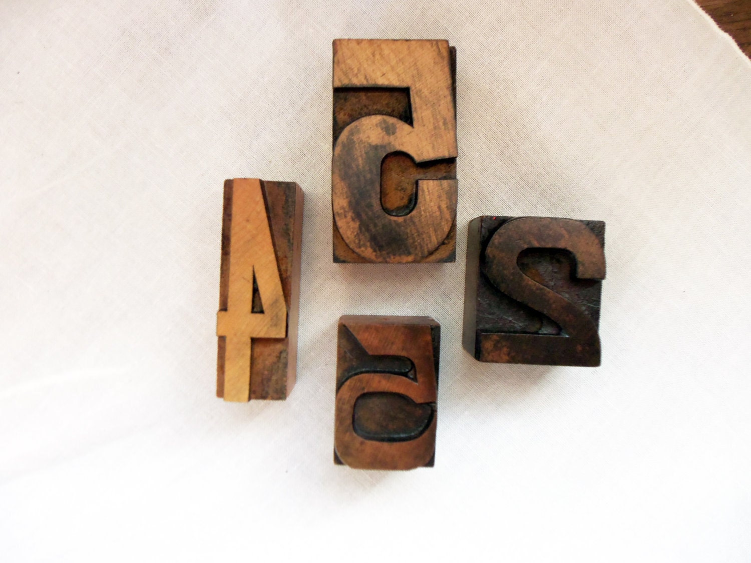 Four Vintage Letterpress Printing Blocks - Numbers