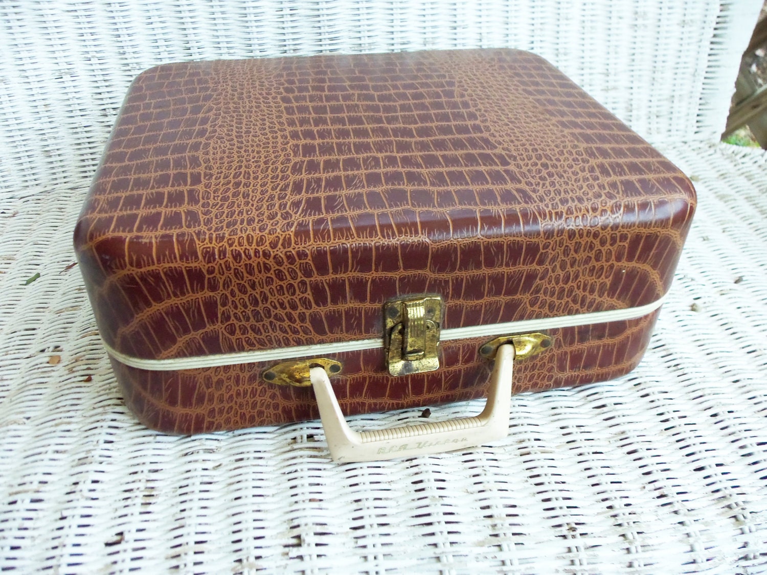 RCA Victor Portable Record Player in Faux Croco Case