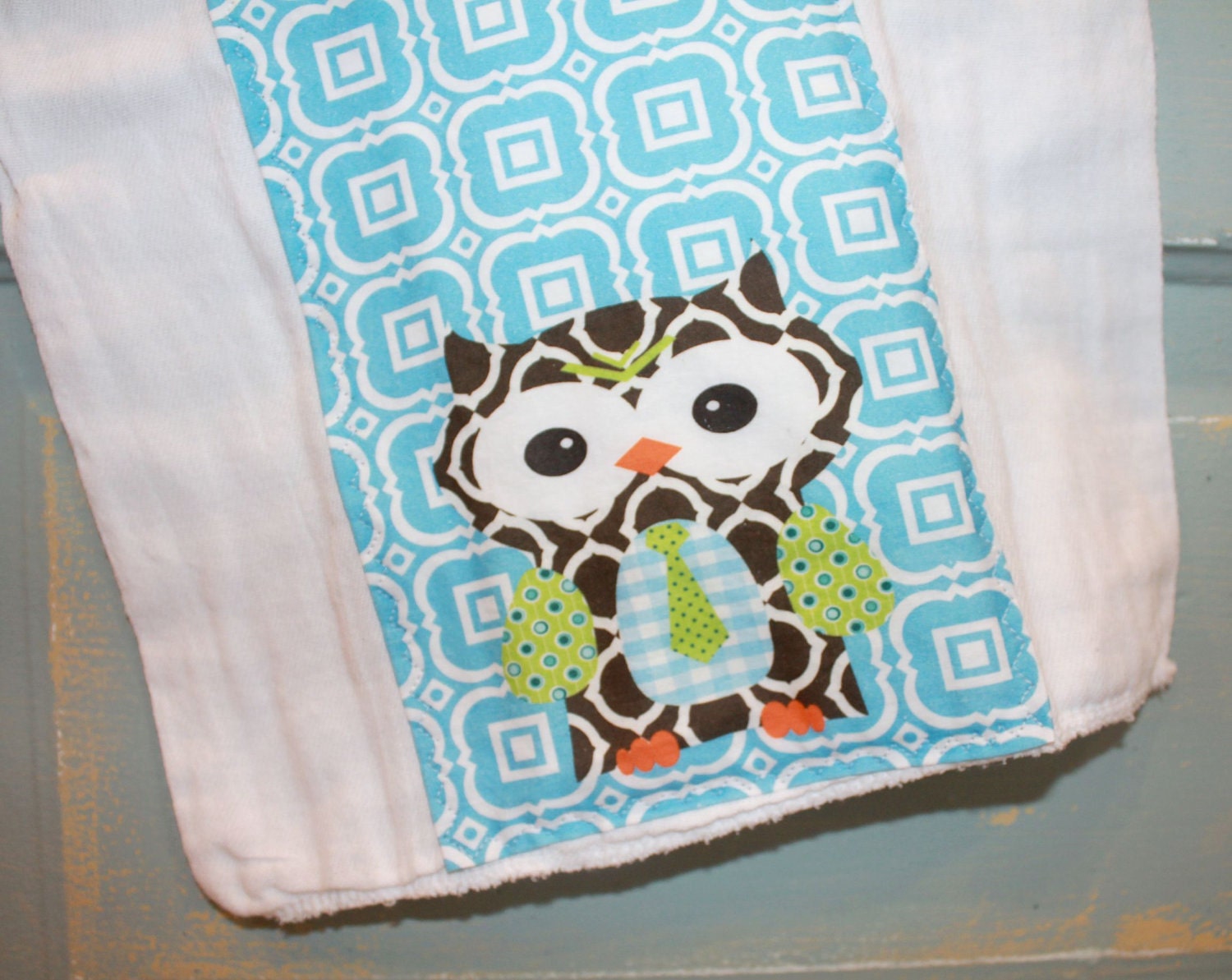 BURP CLOTH by PETUNIAS - exclusive design owl monogram personalized colorful cute spit rag baby gear newborn gift shower present