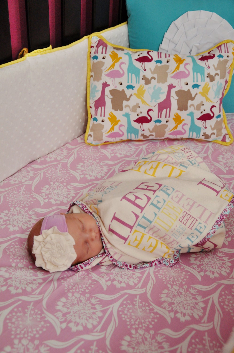 Organic Baby Blanket - name personalized swaddle newborn Interlock Knit photo prop gift nursing cover birth announcement monogram