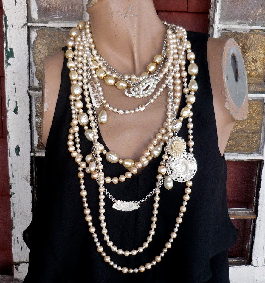 RESERVED for AMI... Binney II, a Necklace of cascading pearl goodnessa