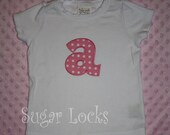 Lowercase Boutique Retro Initial Shirt Pink and White Polka dots