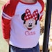 Boutique Vacation Mouse Personalized Minnie Face Shirt on baseball top