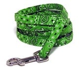 Pet Dog Cat Leash - Lime Green Bandana  - 3/8" wide xs 6 Feet Long