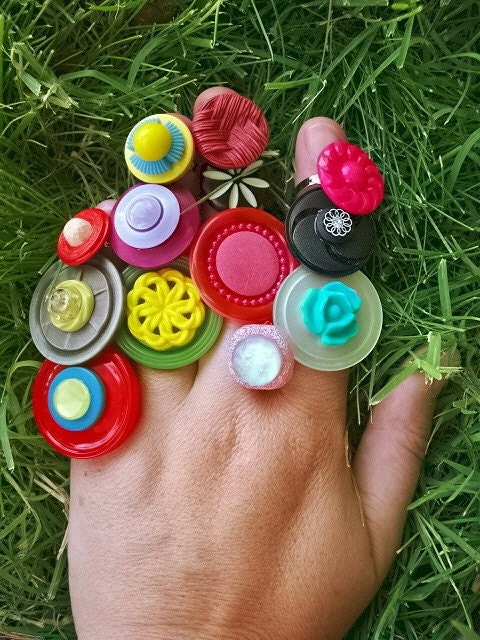 VINTAGE BUTTON RING OF THE MONTH CLUB--6 months