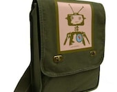 robotgeek in love robot sci-fi geek (khaki green) MESSENGER / LAPTOP BAG