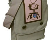 robotgeek in love robot sci-fi geek (khaki) MESSENGER / LAPTOP BAG
