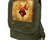 vintage sacred heart (khaki green) Messenger Bag / Laptop Bag