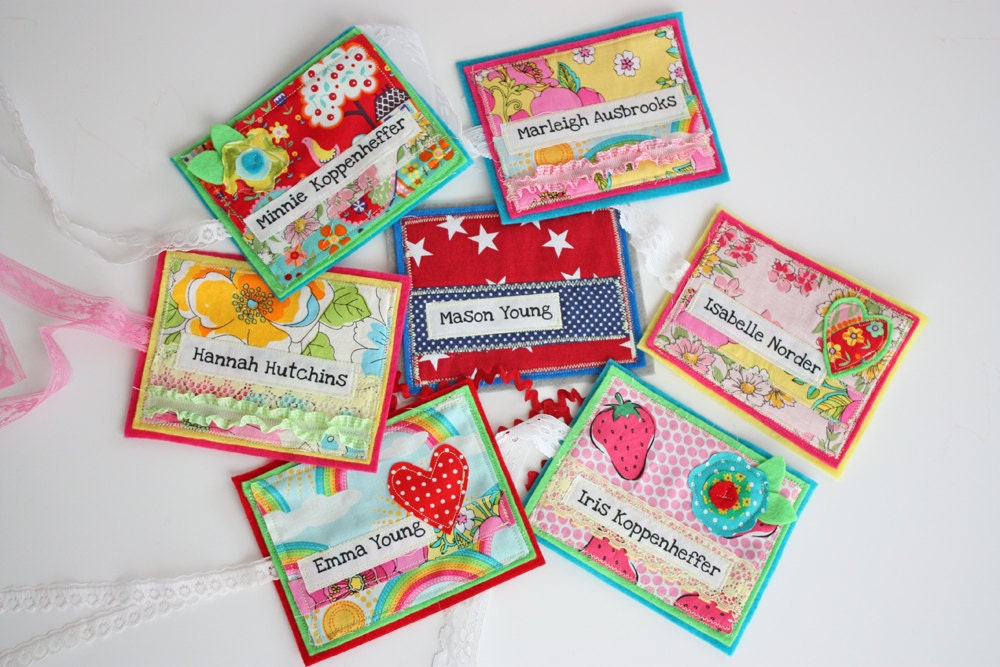 Back To School ------- Personalized  ----- That's Mine --- Pretty Fabric Name Tag