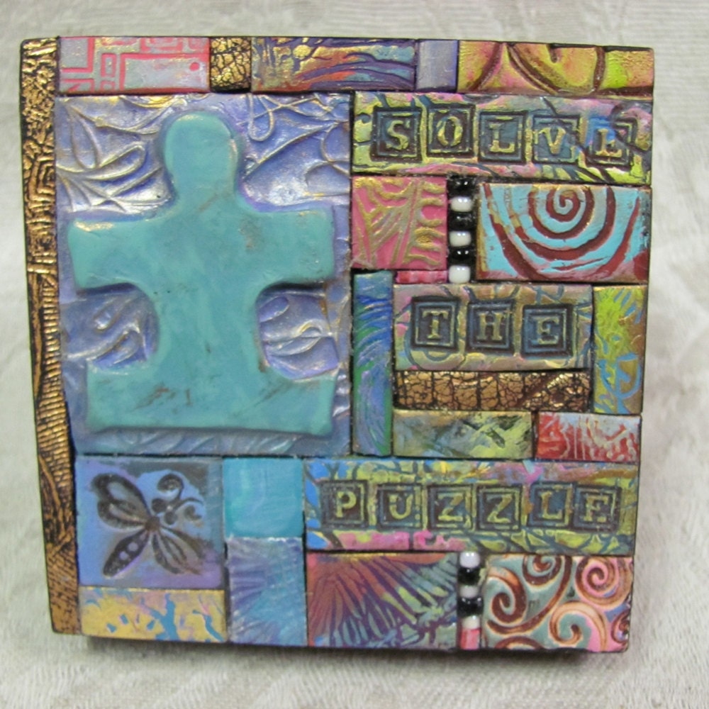 Solve the Puzzle - Autism - Polymer Clay Tile Mosiac