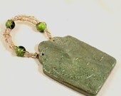 Green Paisley Faux Ceramic Tag Ornament