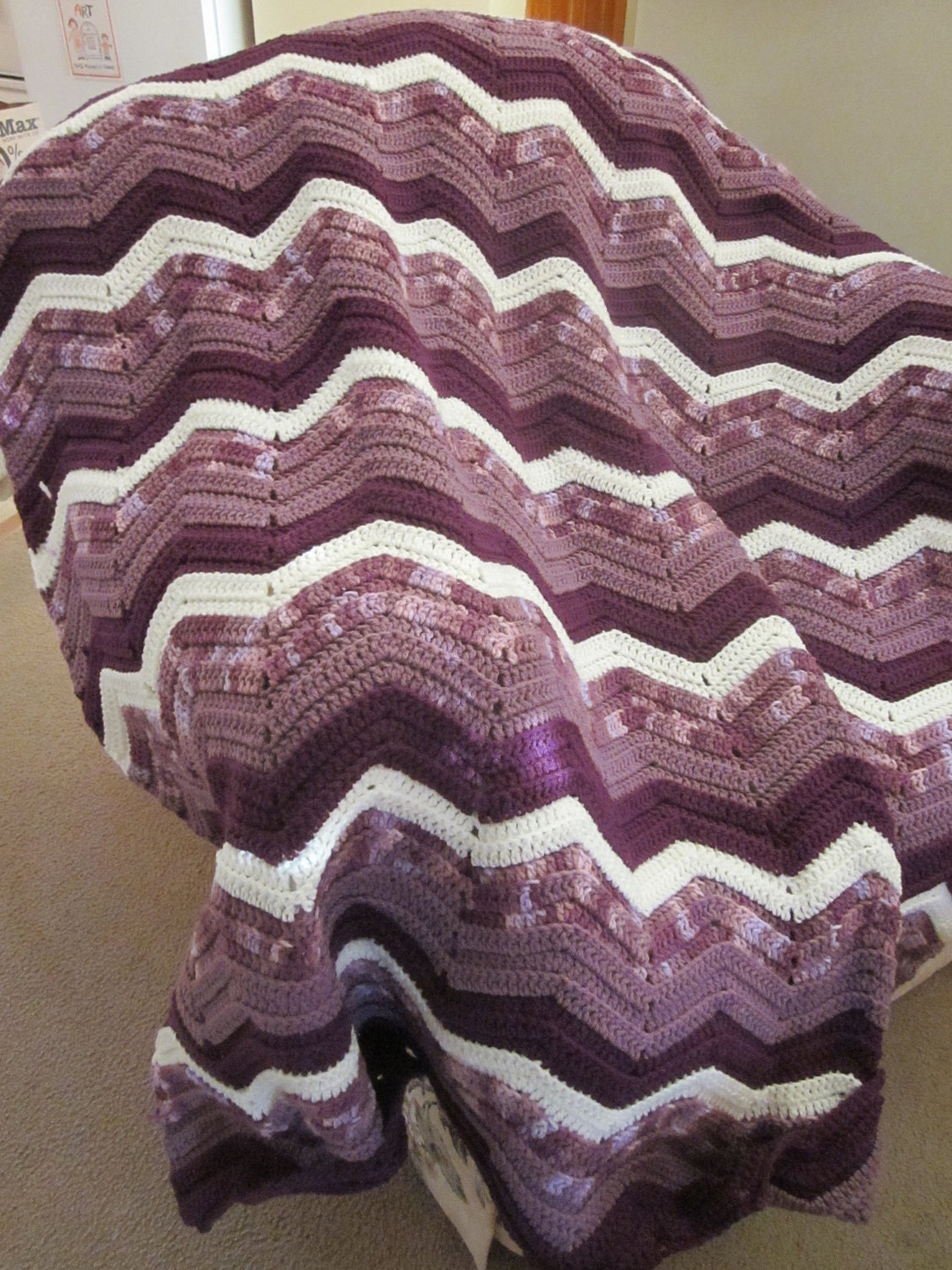 Waves of Purples Ripple Design Afghan/Throw/Blanket