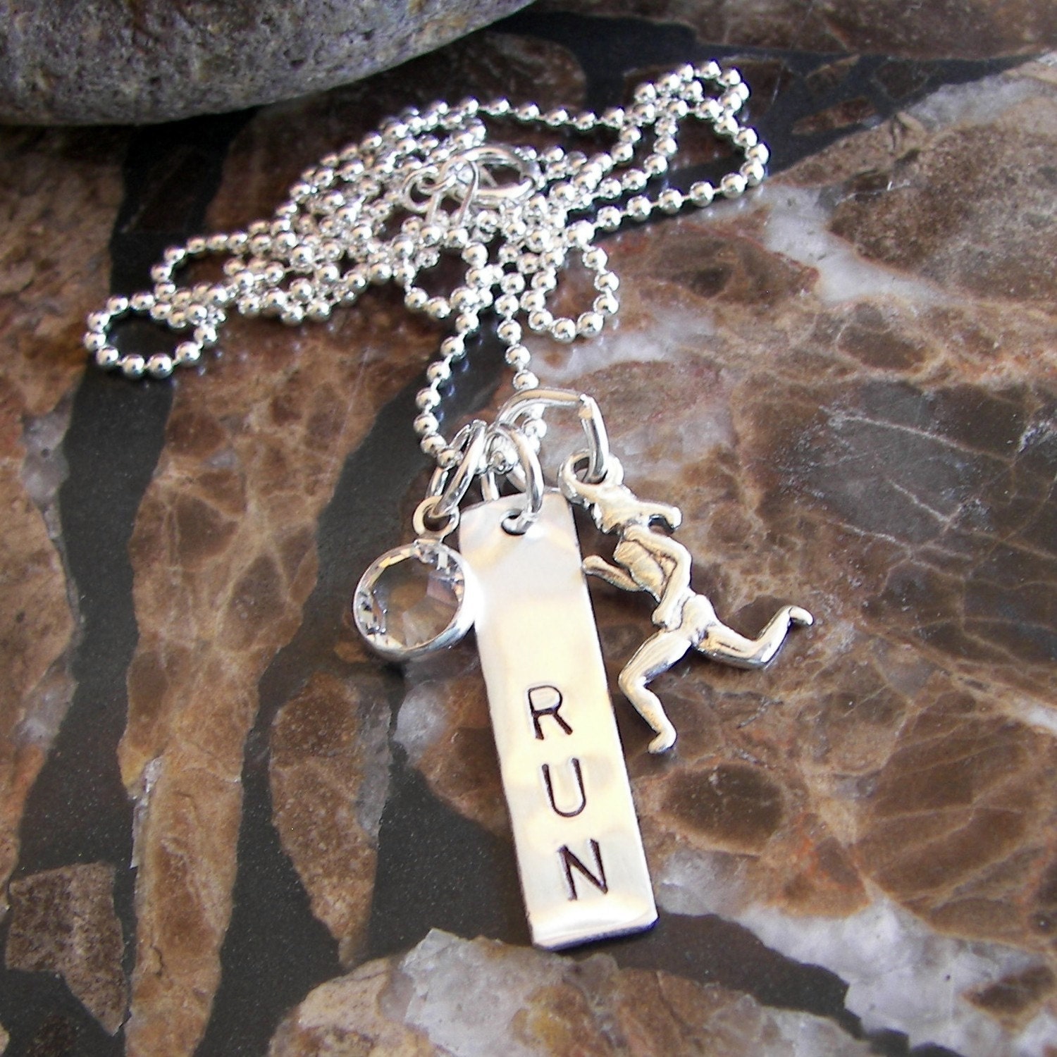 Runner Girl Sterling and Swarovski Crystal Necklace