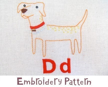 D Dog INSTANT DOWNLOAD PDF embroidery pattern