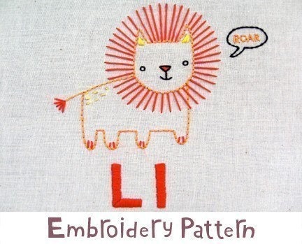 L Lion INSTANT DOWNLOAD PDF embroidery pattern