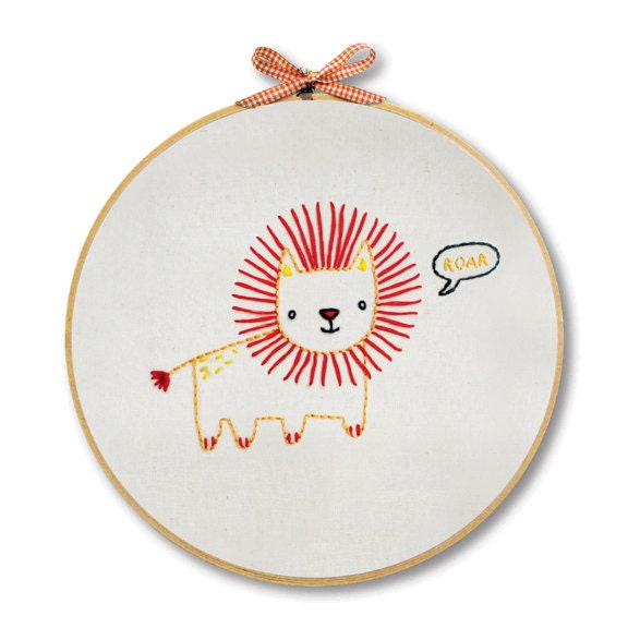 KIT embroidery lion wall art