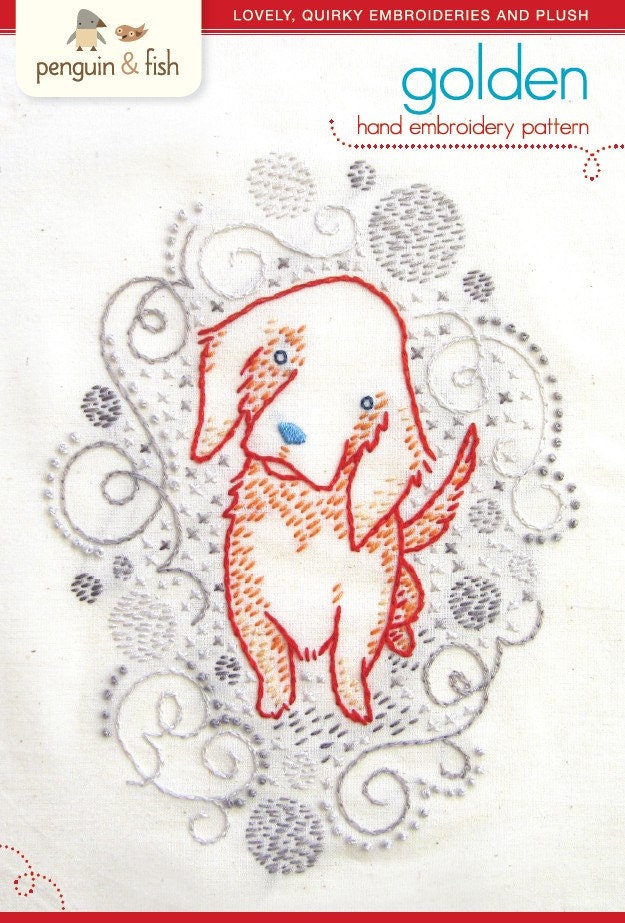 Golden puppy INSTANT DOWNLOAD PDF embroidery pattern