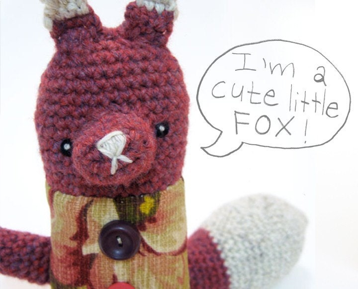 Fox amigurumi with floral body and buttons