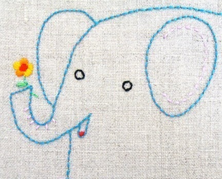 E Elephant PDF file embroidery pattern