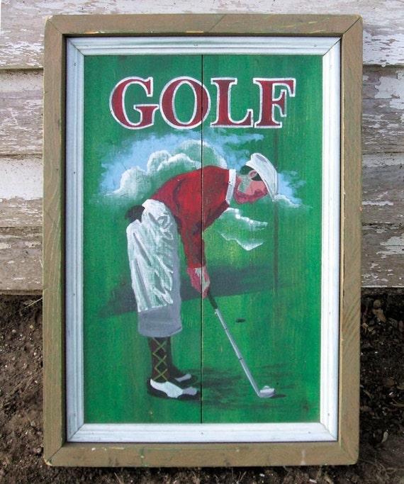 Antique Vintage looking wood Golf Sign home decor by stevenssigns