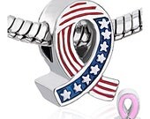 FREe SHIPPING European Beads Authentic Pugster Hope Flag charm pink