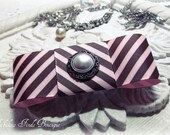 SALE. Pink Brown French Barrette. Striped Hair Bow. Hair Clip. Stripes. Chevron. Light Pink. chocolate brown. baby pink
