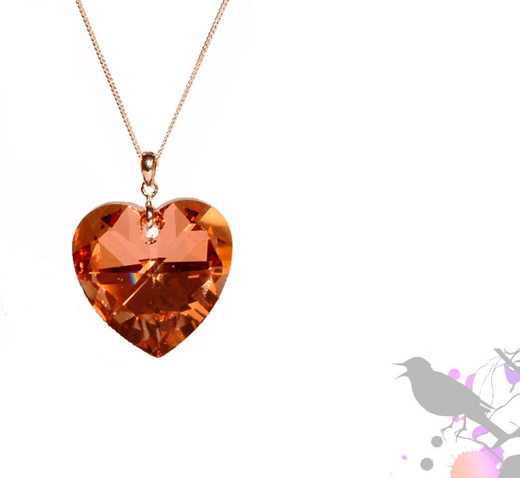 Rosaline Gold AB Swarovski Crystal Heart Necklace