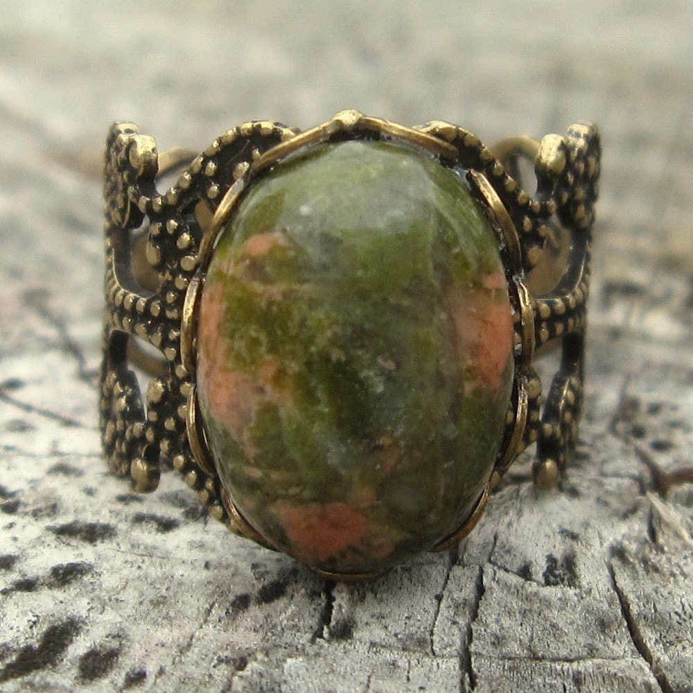 Unakite and Brass Ring