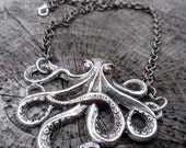 Octopus Necklace - Antiqued Silver
