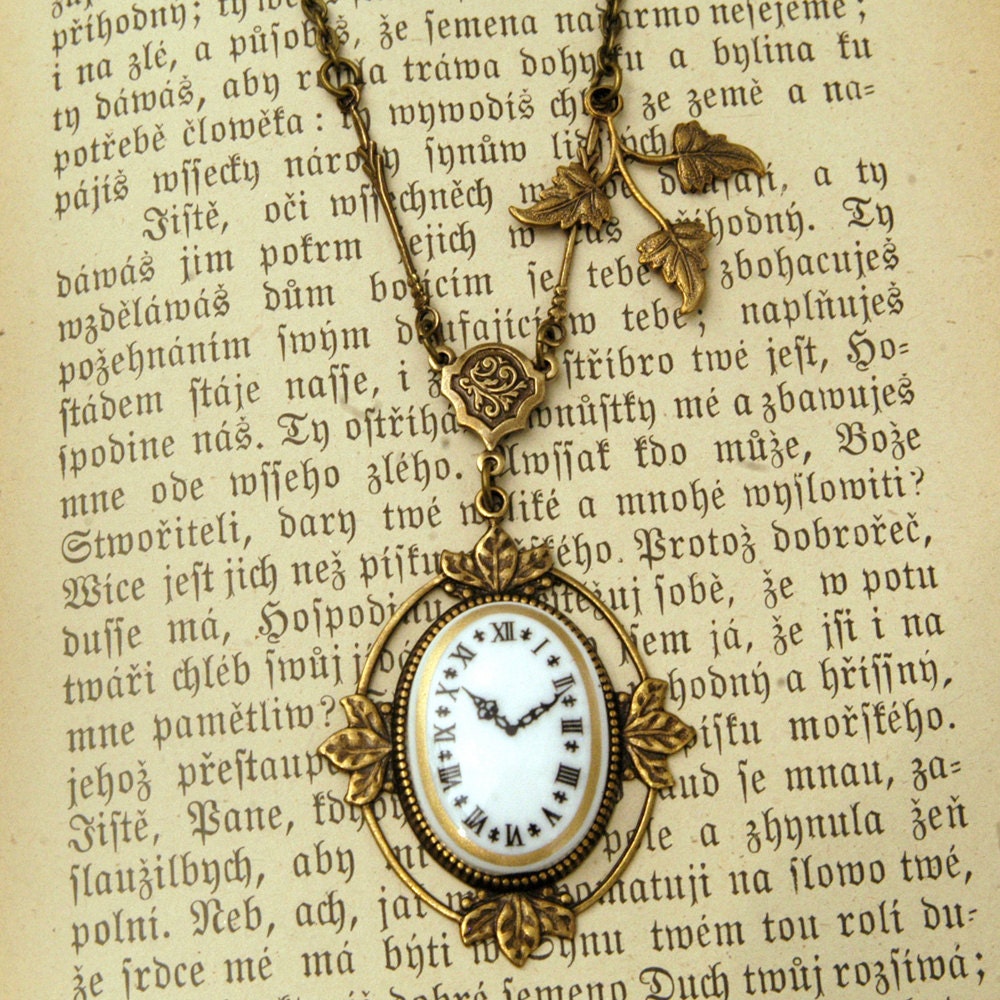 Clock Cameo Necklace