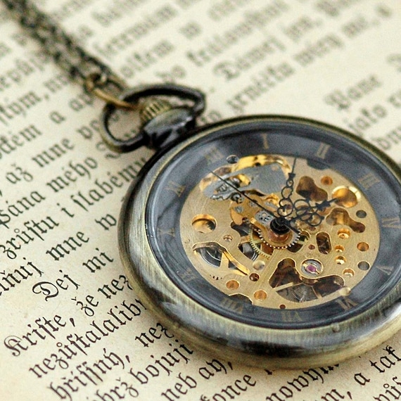 Brass Mechanical Pocket Watch Necklace 3