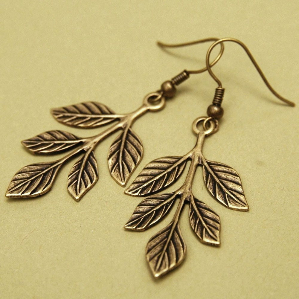 Brass Leaf Earrings