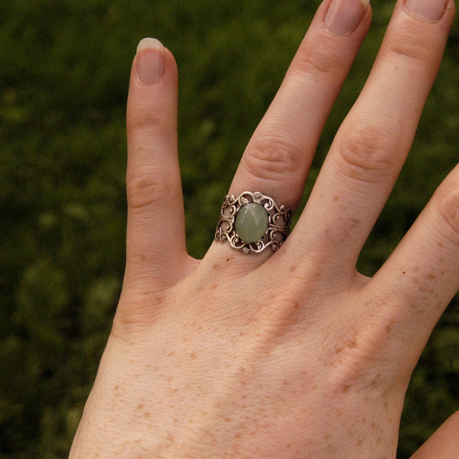 Silver Aventurine Ring
