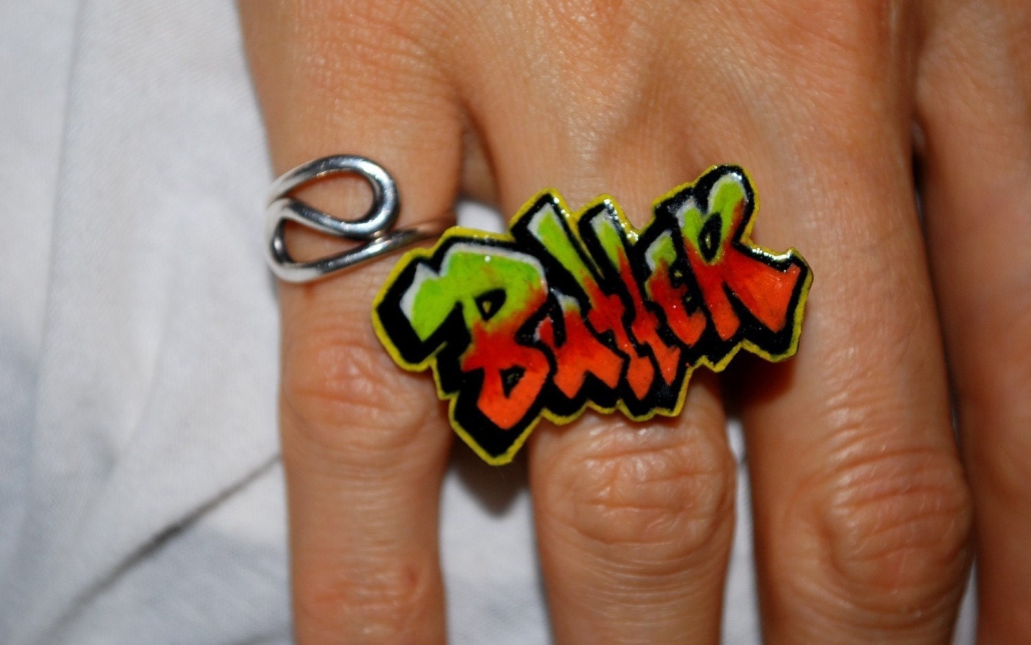 Graffiti Custom single finger ring by beebles
