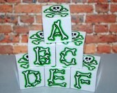 ABC Blocks Green Skull n Bones Rockin' Blocks by beebles
