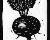Beet linocut print 