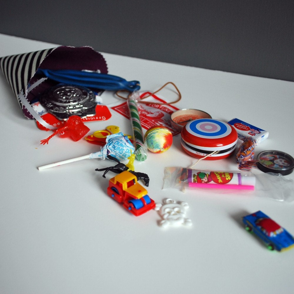 SALE--Kiddie Cone--filled with vintage dimestore toys for boys