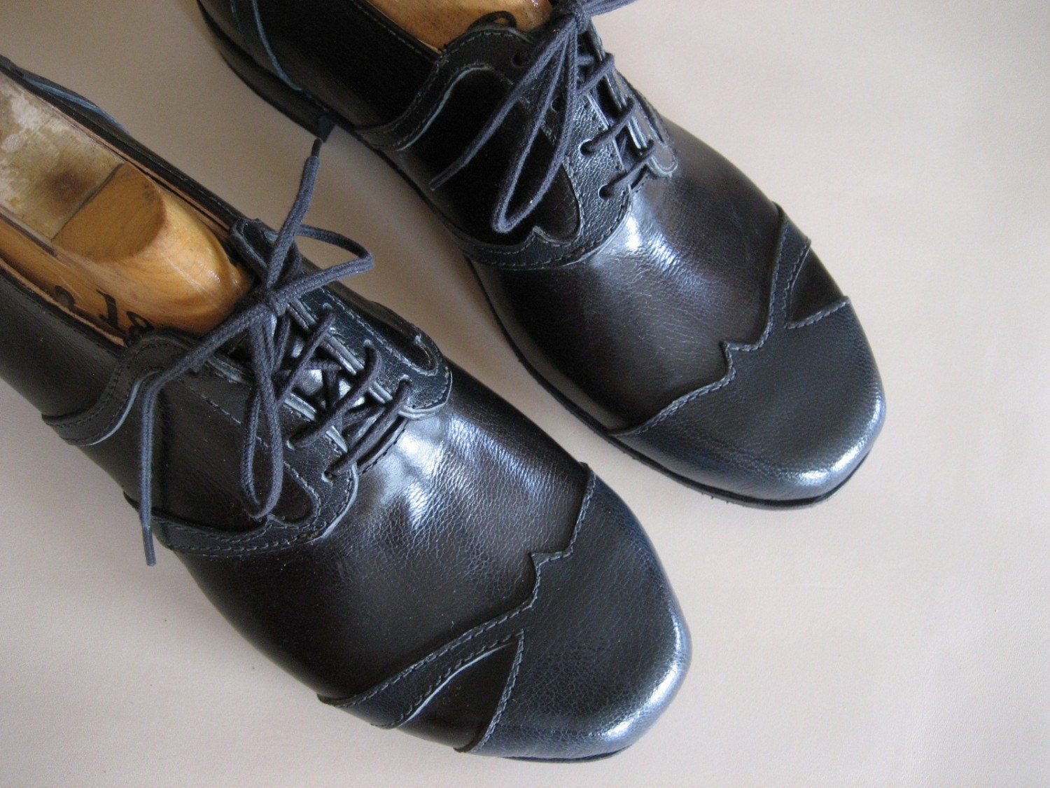 Custom BlueBlack Derby Shoes