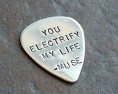 Rock Star Hand Stamped Personalized Sterling Guitar Pick - 20 Gauge(Sturdy) - Stamp Both Sides