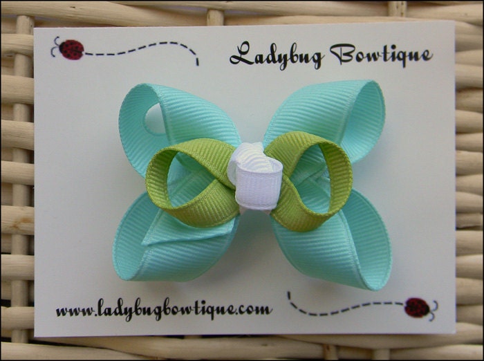 Little Baby Bud Hair Bow - Aqua