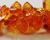 9mm x 14mm Czech Glass Leaves - Topaz - 20 Pieces - 1703s