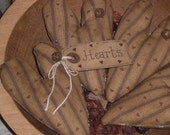 Set of 4 Primitive Country Americana Valentine Heart Shaped Bowl Fillers - Ornies - Tucks - Ornaments