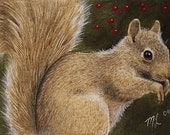 Fall Squirrel Art by Melody Lea Lamb ACEO Print